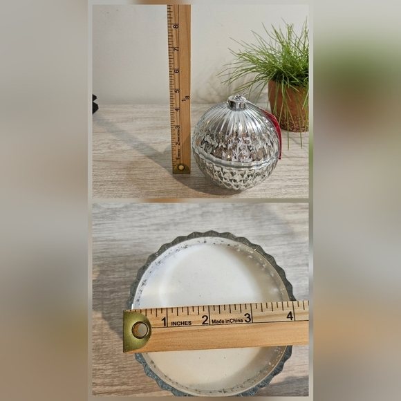 NWT Silver Mercury Reusable Glass Champagne Pine Scented Candle with Lid Decor - Picture 4 of 5